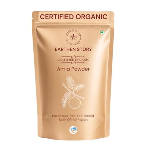 Earthen Story Certified Organic Amla Powder (200g) | Lab Tested for 270+ Pesticides | Indian Gooseberry (Nellikkai) Whole Fruit Powder for Immunity, Hair & Skin | Vitamin C Superfood