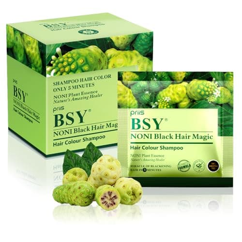 BSY Black Hair Magic Color Shampoo 12ml x 12 Sachets AmmoniaFree Permanent Noni Fruit Hair Dye for Men and Women Natural 5Minute Hair Color