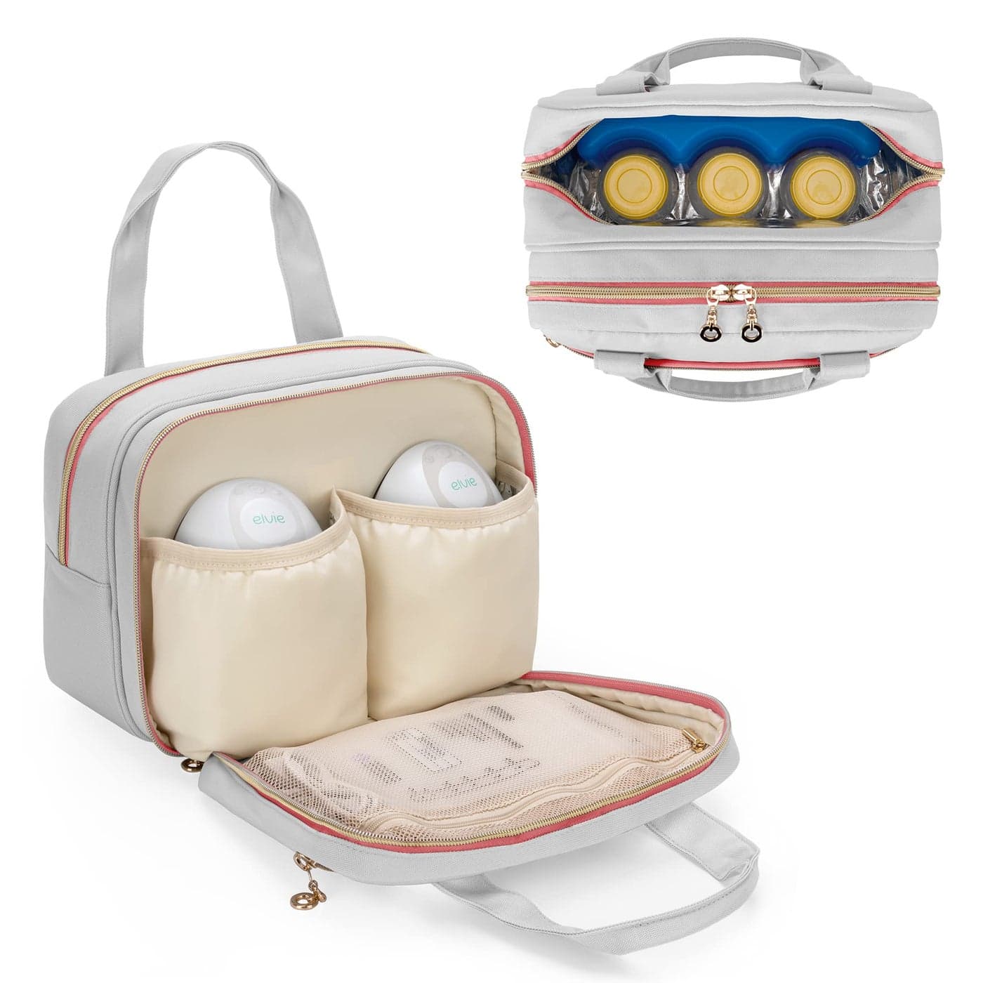 Damero Wearable Breast Pump Bag Compatible With Elvie Willow and Momcozy Carrying Bag for Wearable Pumps Bottles Parts and Ice Pack Patent Design