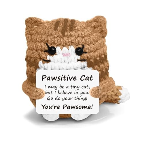 BCNJEPIN Crochet Toys, Handmade Cat Crochet Animals, Cute Crochet Gift for Home and Office Decor, Emotional Support Animal Toy, Cute Things for Study Table Desk Decoration (8x6 cm, Brown)
