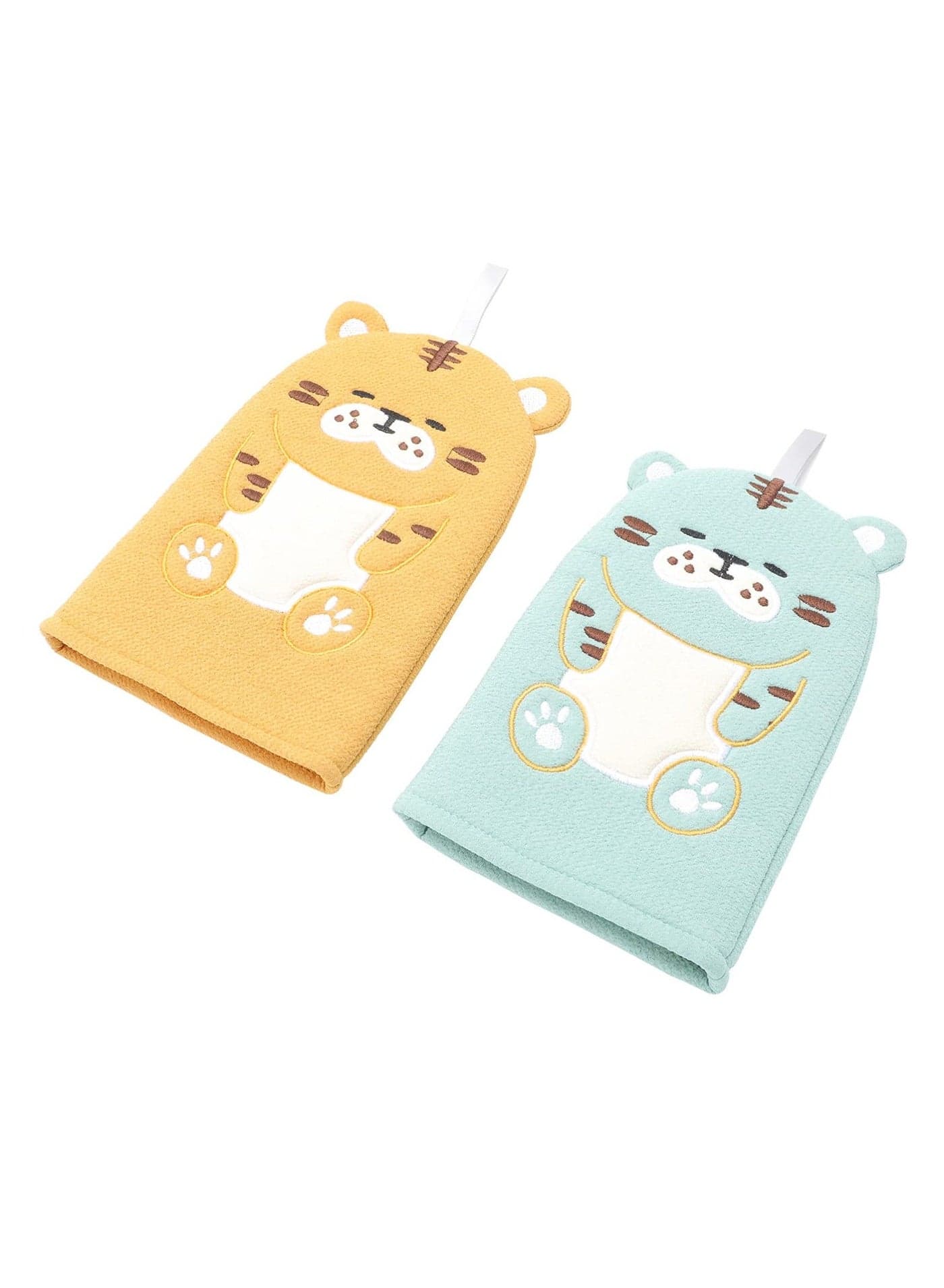 2Pcs Baby Bath Mitt Washcloths Gloves Designed in Nice Lovely Animal Style Puppet Kids Wash for Toddler Cleaning Skin