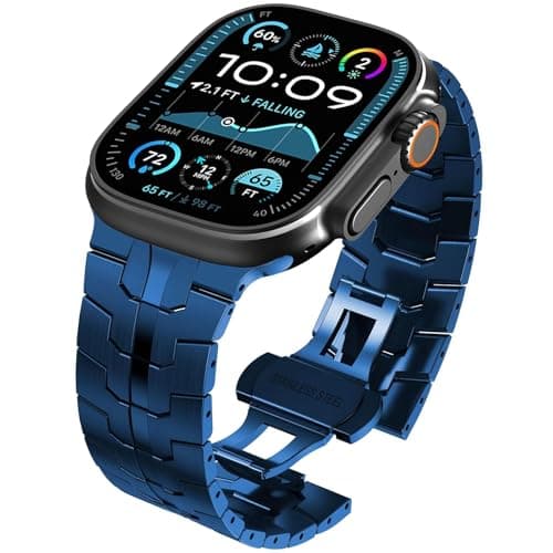 WINGLE Stainless Steel Bands for Apple Watch Band Ultra 321 Band Ultra 49mm Series 11 10 46mm 45mm 44mm 42mm SE 321 Series 9 8 7 6 5 4 3 2 Men Classy Business Rugged Metal iWatch Bands Blue