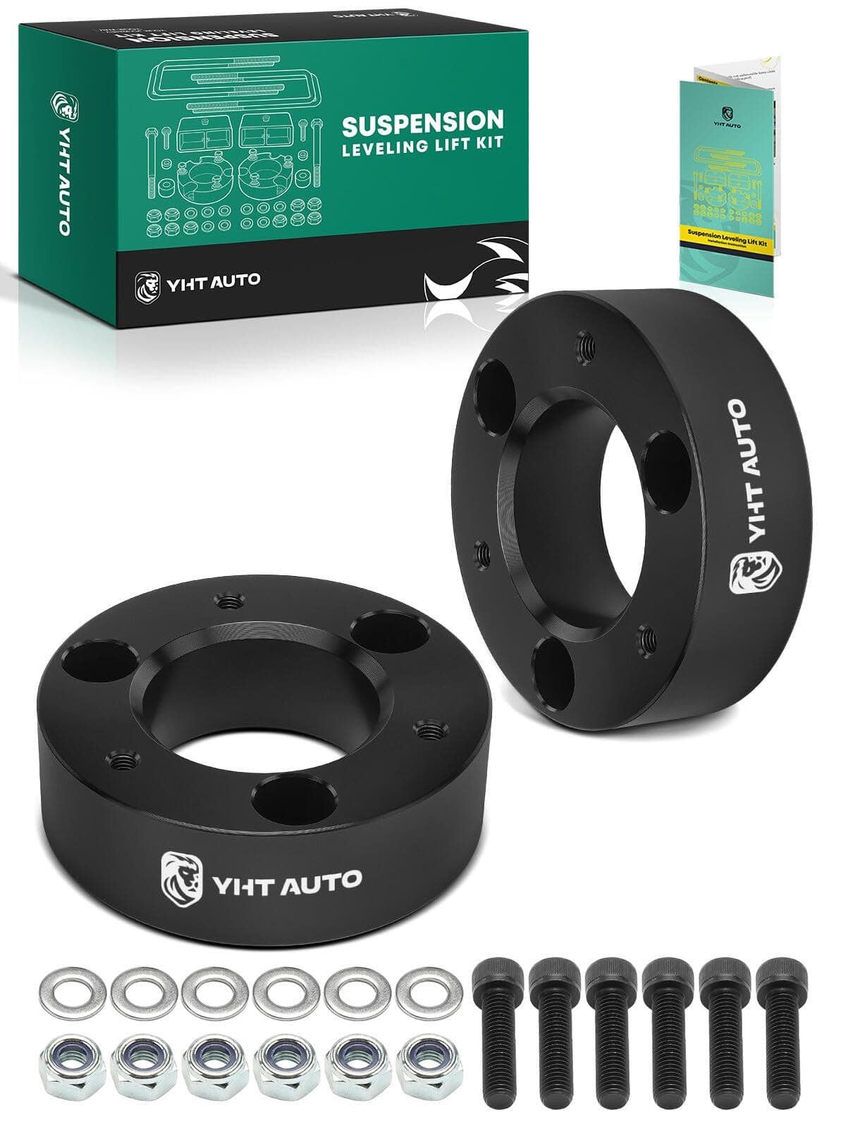 YHTAUTO 3 inch Front Leveling Lift Kit, Aluminum Strut Spacers w/Hardware Kit Compatible with 2004-2022 Nissan Titan/Armada, RWD/4WD, Suspension Leveling Kit Set of 2