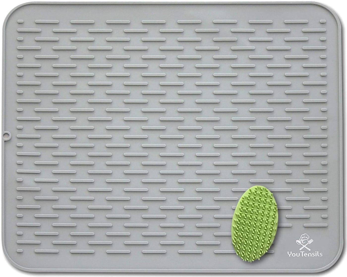 Silicone Dish Drying Mat Scrubber XXL 21 x18 Gray Kitchen Dish Drainer Mats Trivet Food Safe Fast Draining Pad for Dishes Gray XXL