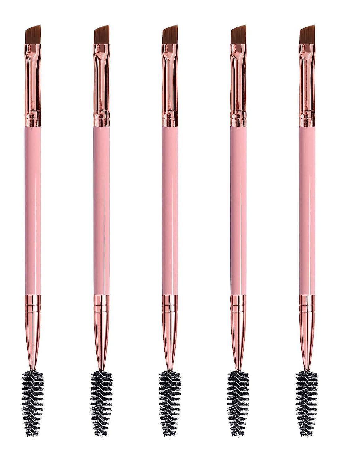 Duo Eyebrow Brush, Spoolie Brush and Angled Brow Brush Eyelash Brush for Eye Makeup 5pcs,