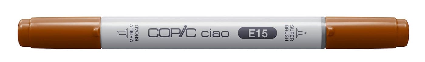 Copic Markers E15 Ciao with Replaceable Nib, Dark Suntan