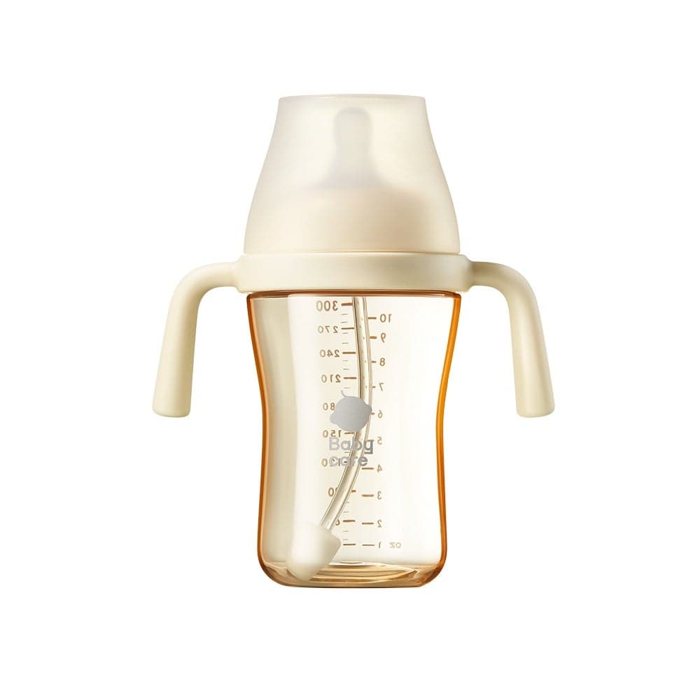 Babycare - Tilted Anti-Choking Training Feeding Bottle Cup 300Ml - Beiges