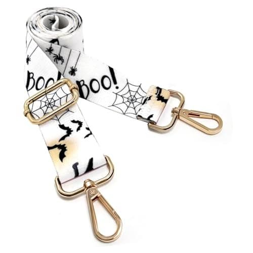 Dsigo Halloween Purse Strap 15 Wide Gold Alloy Buckle Floral Printing Crossbody Shoulder Strap for Bag Handbag Canvas Bag Crossbody Bags Halloween Boo