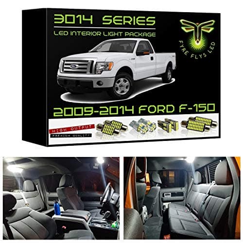 Fyre Flys White LED Interior Lights for 2009 2010 2011 2012 2013 2014 Ford F150 F-150 9 Piece 6000K Super Bright 3014 Series SMD Package Map, Dome, Cargo, License Plate Light Kit and Install Tool