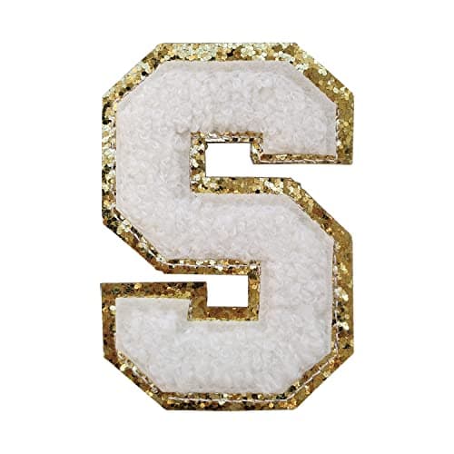 3Pcs Letter Patches Varsity Glitters ChenilleSPRT Iron on White Letter PatchAlphabet Cloth Patch for Team CostumeClothingBagsDressShoesHats Decoration 31in Height S 3 Pieces