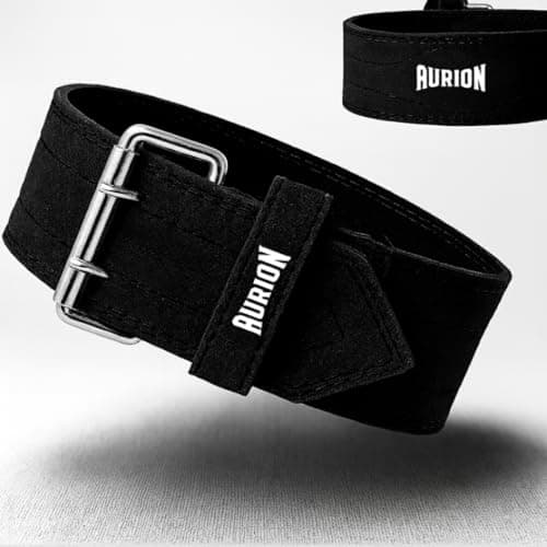 Aurion 6mm Suede Leather Weightlifting Belt For Back Support– Deadlift, Squat & Powerlifting Belt for Men & Women, 4-Inch Wide, L-XL (36"-46") with Stainless Steel Double Pronged Buckle
