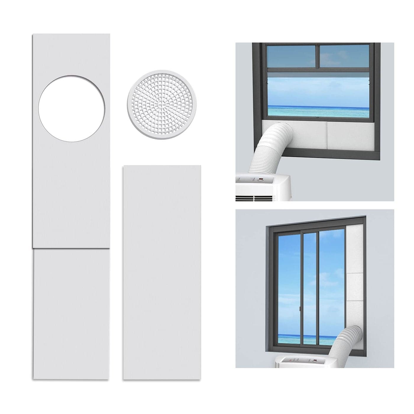 LBG Products Portable Air Conditioner Window Seal Plates Kit Vertical AC Window Unit Adjustable Seal AC Window Vent Kit for Exhaust Hose Universal for Ducting with 5 inches Diameter