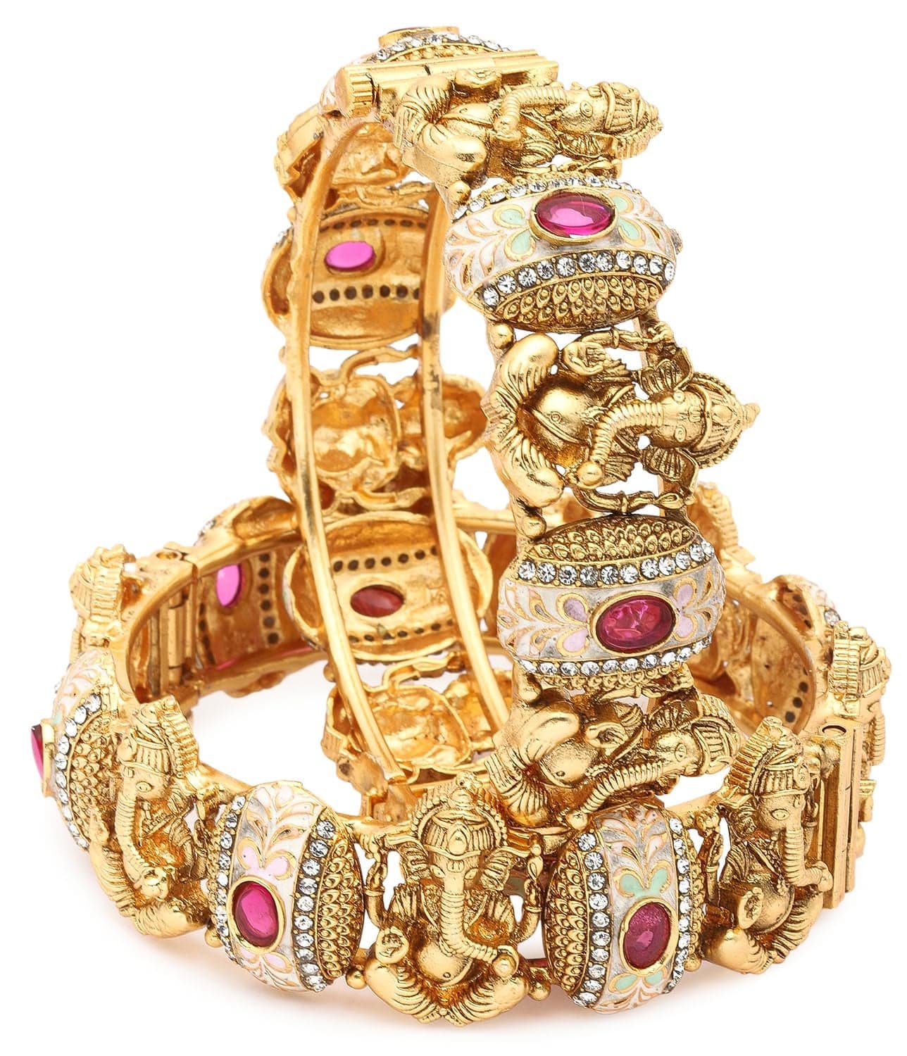 Shining Diva Fashion Bangles for Women Girls Set of 2 Traditional Latest Stylish Design (16499b_2.4)(Gold)