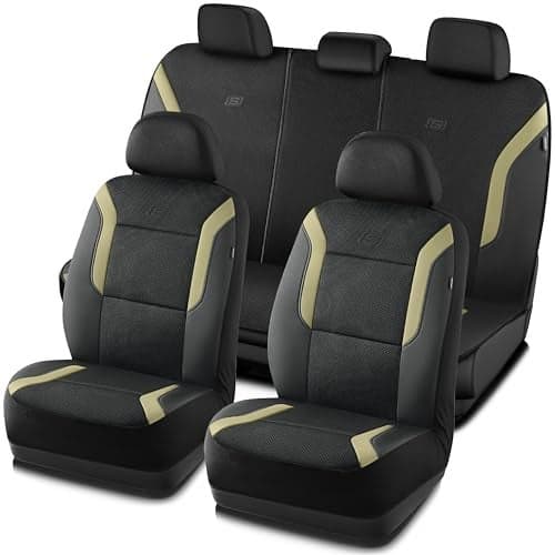 Skechers Memory Foam Car Seat Covers, Air Cool Mesh Thick Seat Covers, Car Seat Protector Full Sets, Airbag Compatible, Automotive Comfort Protection for Most Cars,Vans,Trucks, SUVs,Brown