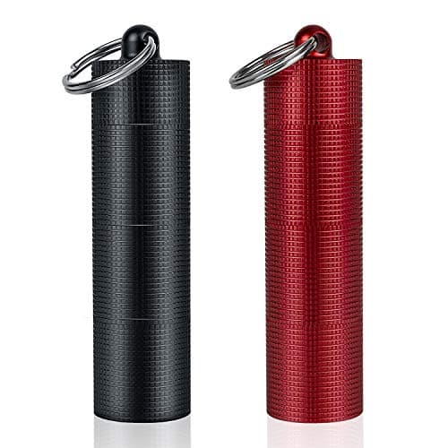 PPFISH 2 PCS Portable Daily Pill Case, 3 Compartments Aluminum Alloy Waterproof Pill Box Dispenser, Small Pocket Pill Container, Keychain Pill Fob, Travel Pill Holder for Men Women