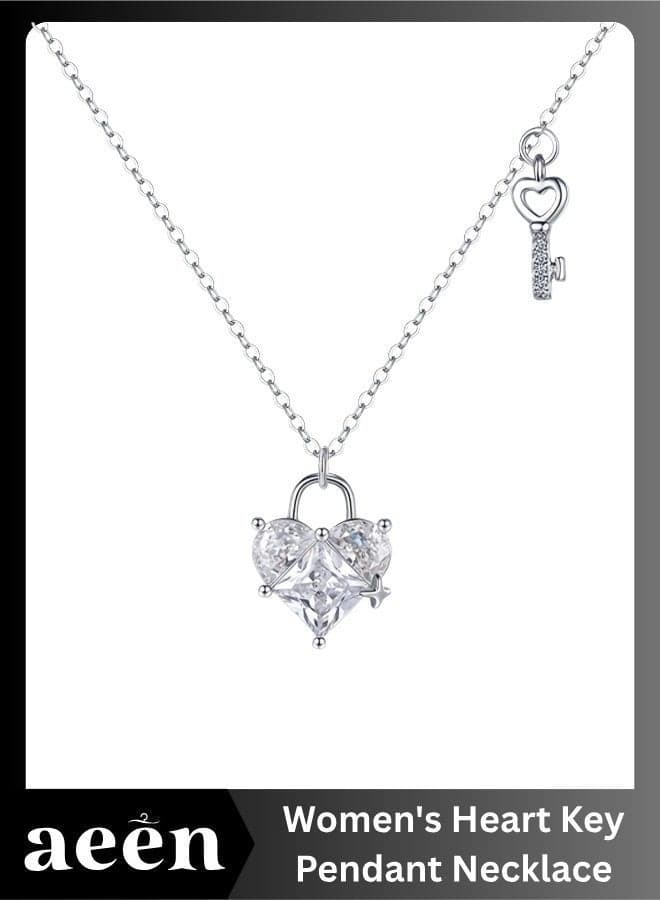 Women's Heart Key Pendant Necklace – Elegant Artificial Gem Design, Perfect for Daily Wear, Parties & Anniversary Gifts