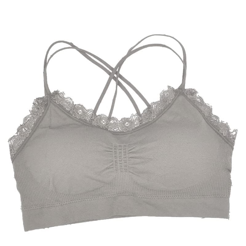 Purple Secret Cotton Bralette with Lacy Hem (Pack of 1, Grey Free Size Padded Bralette, Removable Pads, Slip On Bra, T-Shirt Bra, Cute Bralette, Crop Top Bralette