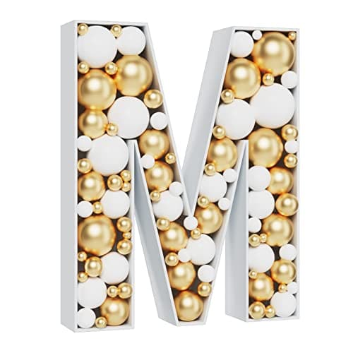 3FT Large Marquee Letters Mosaic Balloon Frame Precut Foam Board Marquee Light Up Letters M for Birthday Party DecorationsWeddingBaby Shower DIY Party Supplies Letter M
