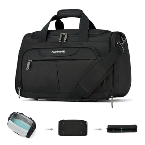 Hanke Underseat Carry On luggage Bags for Travel Foldable Travel Bags for Women Soft Lightweight Personal Item Travel Bag Small Carry On Bags for Airplanes Travel Tote Bags for Women MenBlack
