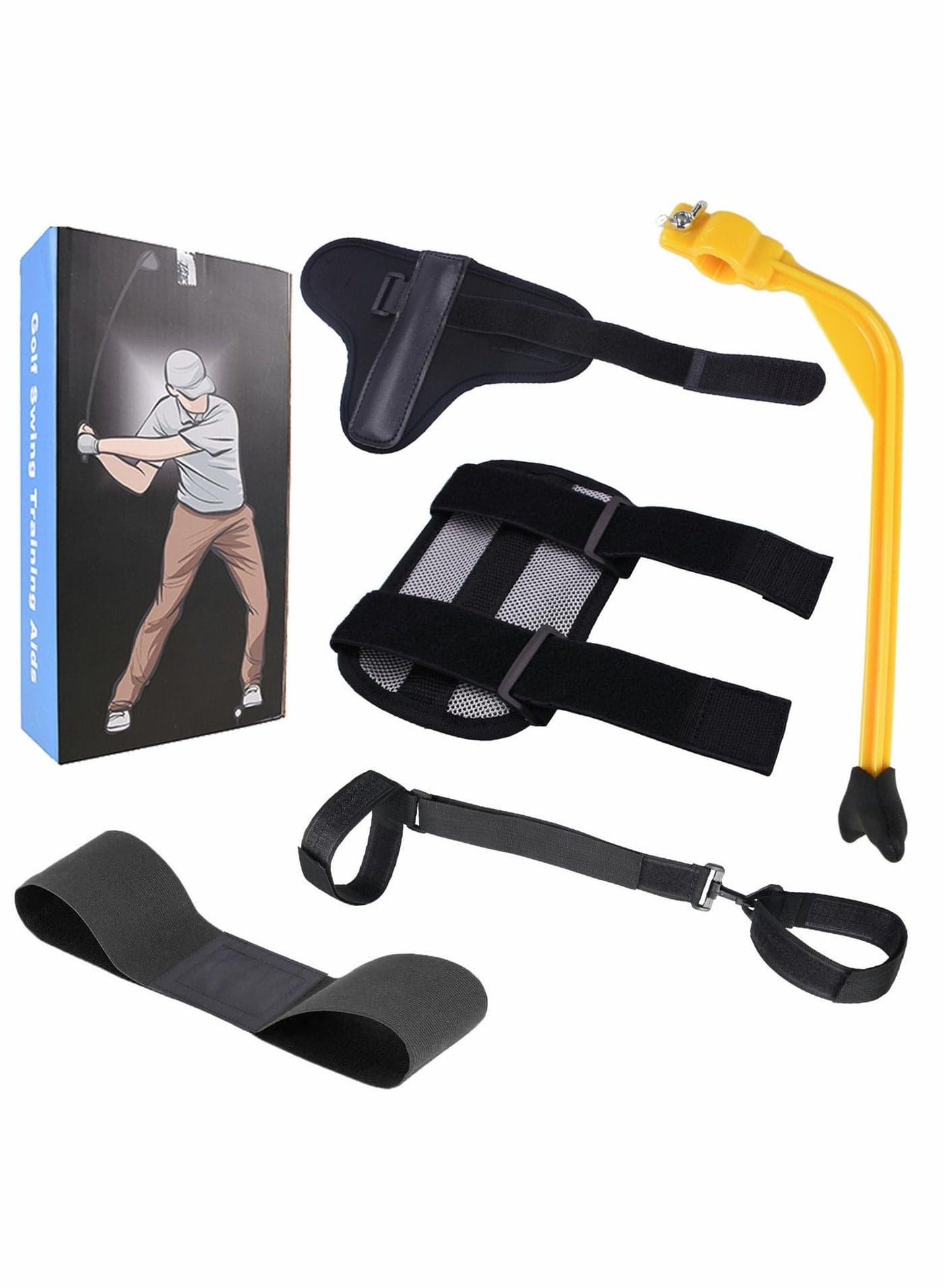 Golf Swing Training Aids Set, Trainer with Arm Band, Wrist Brace Elbow Correction, Hinge Trainer, Leg Rod Corrector for Men Women Golfer Improve Level