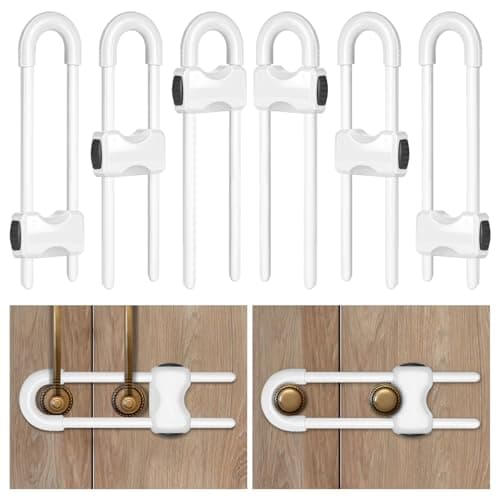Cabinet Locks Baby ProofingChild Proof Cabinet Locks6 Pack Adjustable U Shaped Baby Proofing CabinetsChild Locks for Cabinets and Drawers White