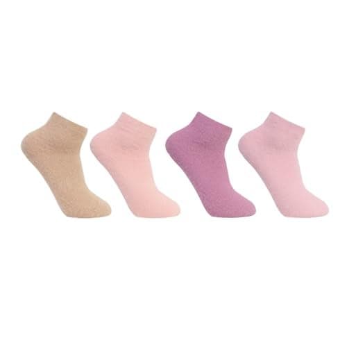 Bonjour Women's Feather-Lite Fur Ankle Length Socks - Pack Of 4, Multicolour