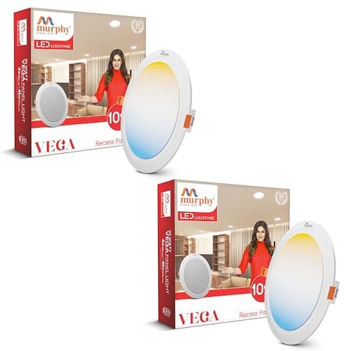 Murphy Plastic Vega 3-In-1 10Watts Round Led Panel Ceiling Color Changing Light (Cool White/Warm White/Natural White) -Pack Of 2