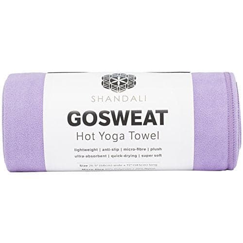 Shandali Hot Yoga GoSweat Microfiber Hand Towel in Super Absorbent Premium Violet Suede for Bikram, Pilates, Gym, and Outdoor Sports. 16 x 26.5 inches.