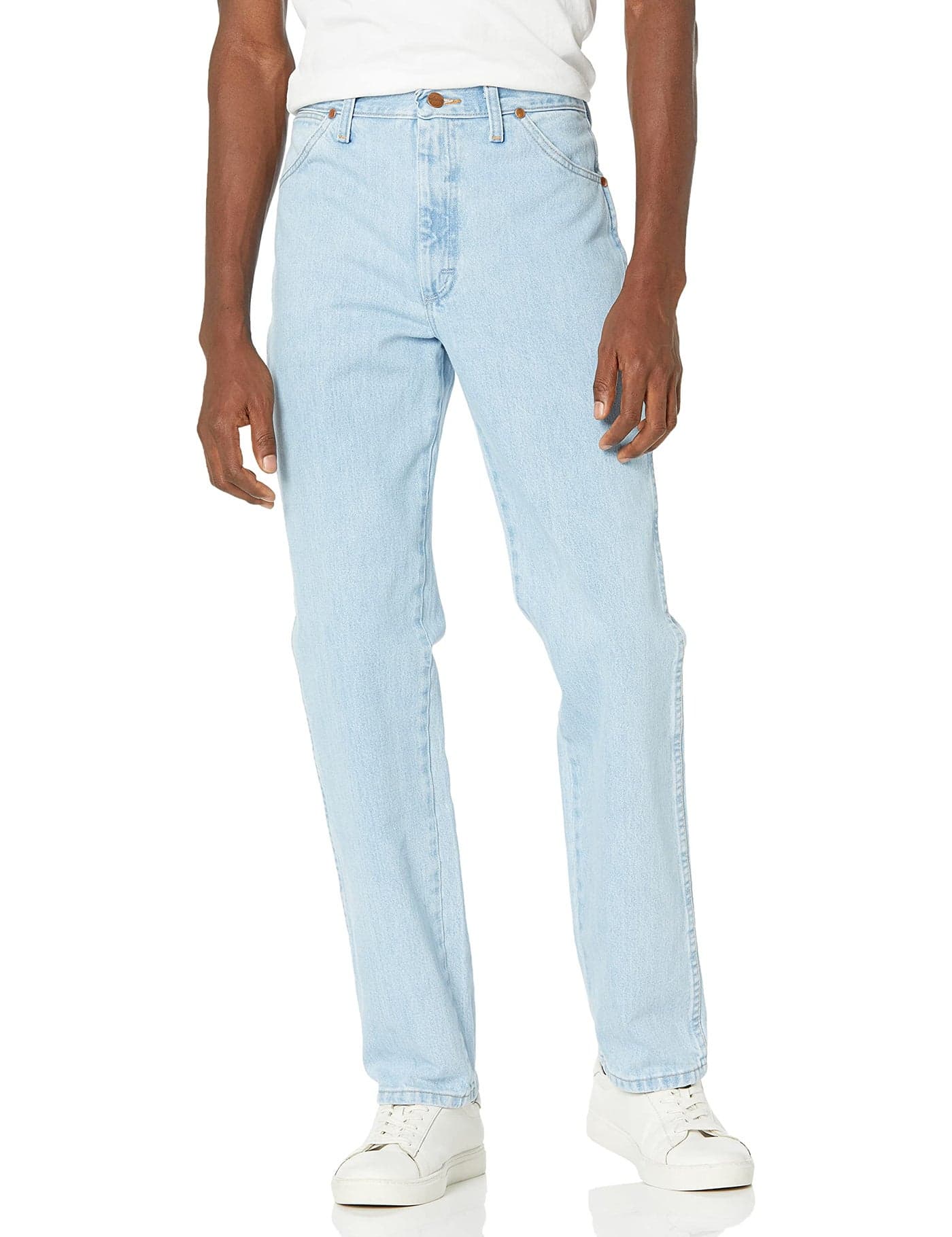 Wrangler Men's Cowboy Cut Slim Fit Jean, Gold Buckle Bleach, 34W x 30L