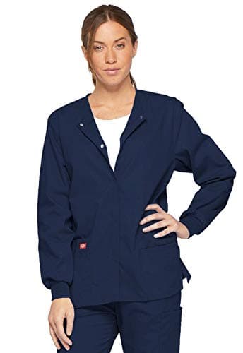 Dickies Women's EDS Signature Scrubs Missy Fit Snap Front Warm-Up Jacket, Navy, 4X-Large