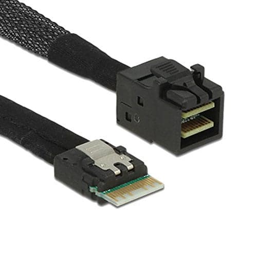 JSER Slim Line SAS 40 PCIE40 SFF8654 4i 38pin Host to HD Mini SAS SFF8643 4i 36pin Target Extension Cable 50cm