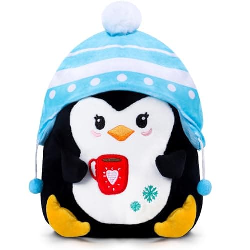 InIsaJace Penguin Christmas Plush Pillow 8 Inch Cute Penguin Stuffed Animal Plushie Toy Soft Winter Plush Pillow with Embroidery Christmas Holiday Birthday Gifts for Kids Boys Girls