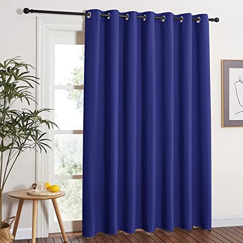 NICETOWN Blackout Curtain for Sliding Door - Patio Door Curtains, Thermal Insulated Wide Drapes/Draperies for Bedroom (Dark Blue, 100 by 84-Inch)