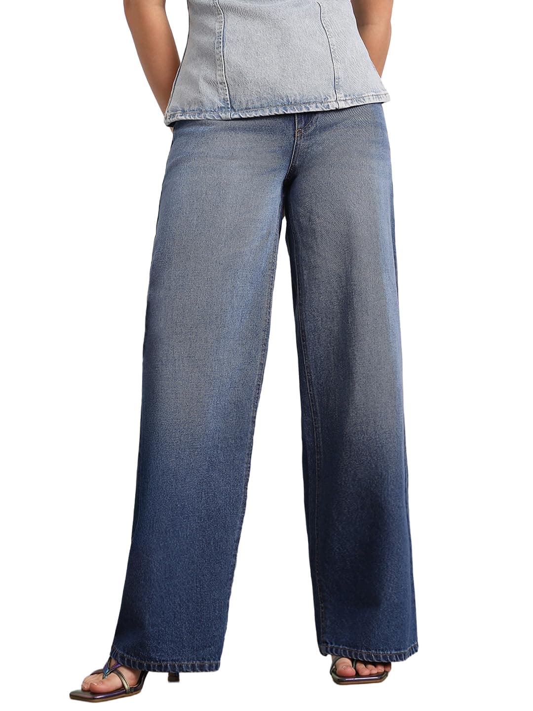 Urbano Fashion Women's Blue High Rise Loose Baggy Fit Washed Jeans Non-Stretchable (womjeanbagwhsk-mblue-34)