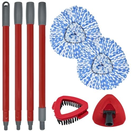Mop Replacement for Ocedar Mop for O Cedar Replacement Mop for O Cedar Spin Mop Contains 4Section Mop Handle 2 Mop Replace Head 1 Mop Base 1 Scrubber Mop Head for OCedar Spin Mop