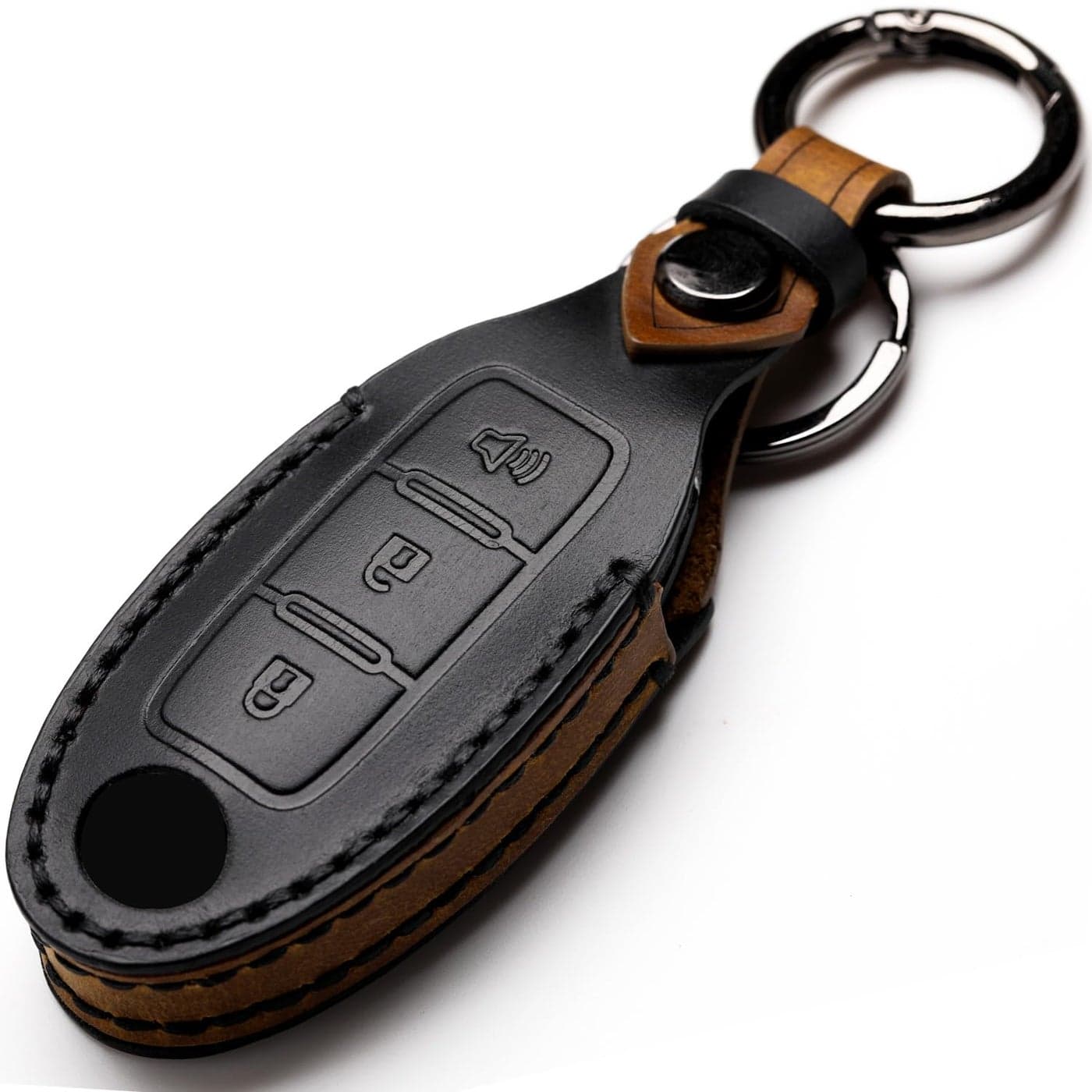 ZiHafate Leather Car Key Fob Cover Compatible with Nissan Keyless Remote Control for Nissan Xtrail Rogue Altima Quest Pathfinder Sentra Patrol Cima Fuga Armada Teana Murano etc ABlack