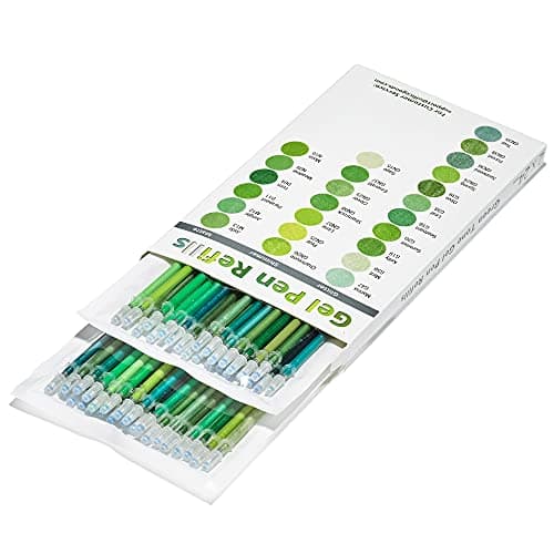 OfficeGoods Gel Pen Refills - 24 Individual Colors - Fits Most Gel Pens - Fast Drying Ink - Perfect for Artists, Adult & Kids Coloring Books, Mandalas, Nature - 2 Pack - Greens