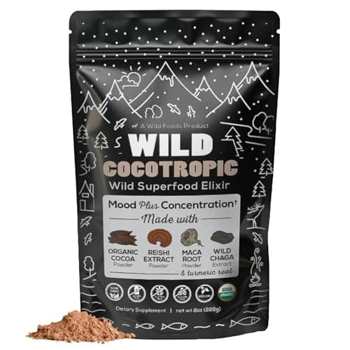 Organic Cocotropic Superfood Mushroom Hot Chocolate Mix, 8 oz | Non-GMO, Vegan, Gluten Free, Reishi Mushrooms, Chaga