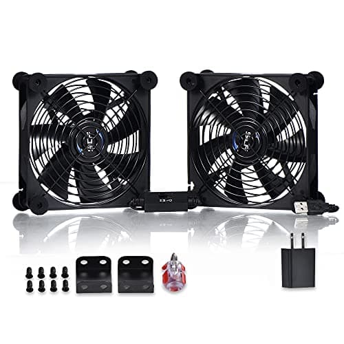 SCCCF Dual 140mm USB Speed Control Fan, 5V Portable Cooling Fan for Flat-Screen TV Receiver Router DVR PlayStation Xbox Computer Cabinet Cooler