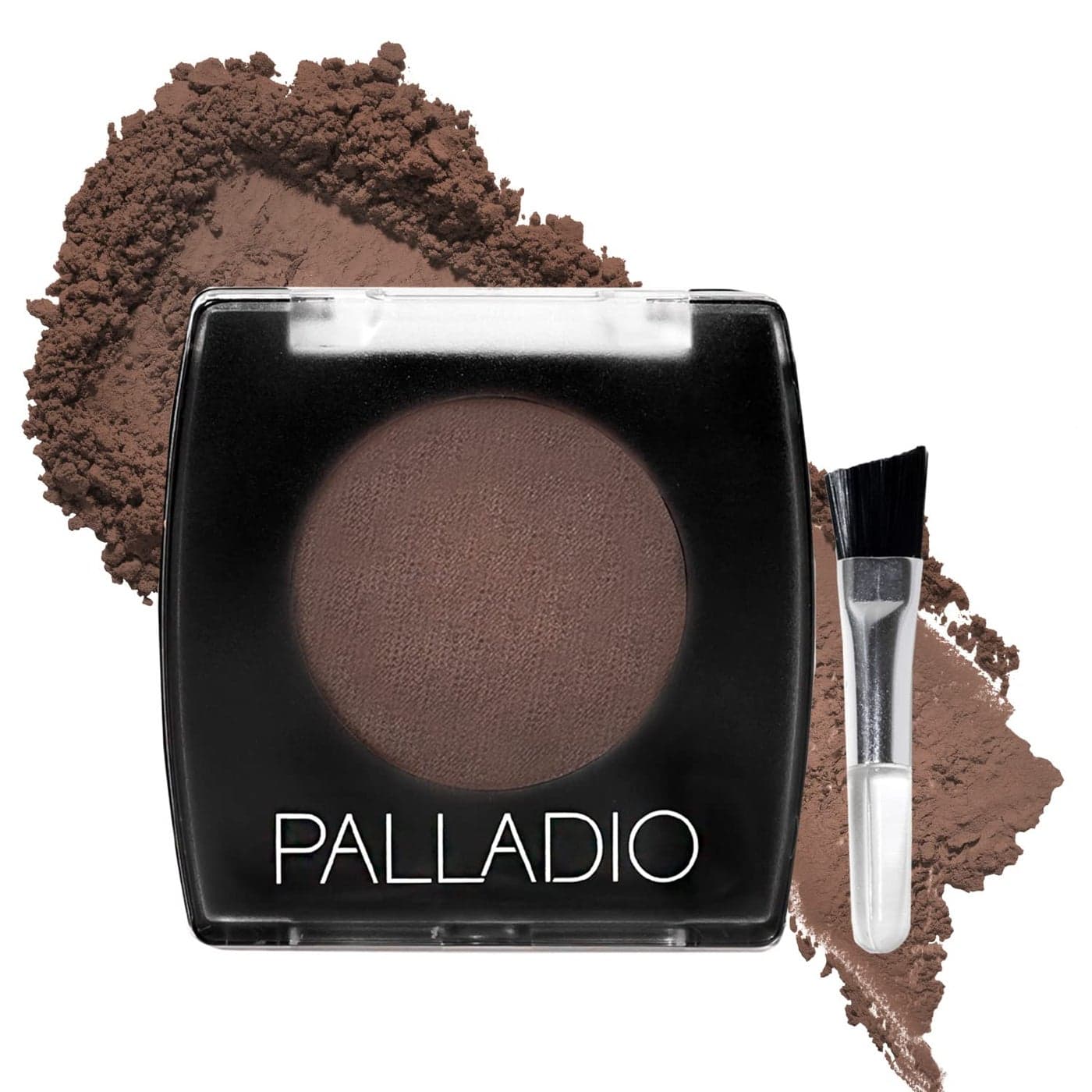 Palladio Brow Powder for Eyebrows Soft and Natural Eyebrow Powder with Jojoba Oil Shea Butter Helps Enhance Define Brows Compact Size for Purse or Travel Includes Applicator Brush Dark Brown