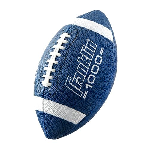 Franklin Sports Youth Footballs - 1000 Junior Kid Footballs - Synthetic Leather Youth Junior Ball for Kid - Outdoor All-Weather Construction - Extra Grip - 1 Pack - Blue + White