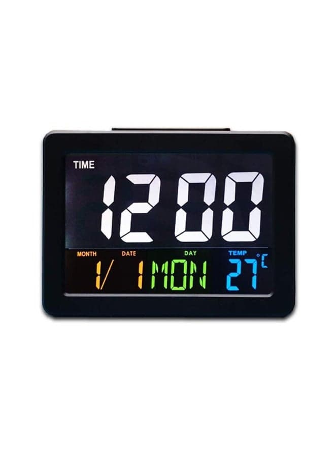 CRONY GH-2000 Large Screen LED Digital Desk Clock with Date & Temperature, 8 Melodies Alarm & Snooze, 12/24H Format, World Time, Timer, Voice Control Backlight for Bedroom, Living Room, Office (Black)
