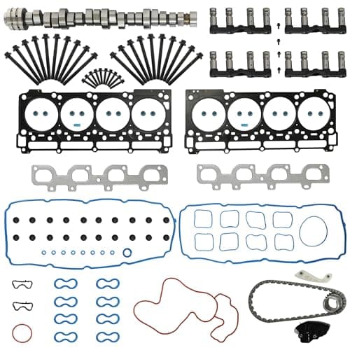 6.4 Hemi MDS Lifters Camshaft Kit w/Head Gaskets Set Timing Chain Kit Fit For Jeep Grand Cherokee Dodge Challenger Charger Chrysler 300 6.4L V8 2011-2019 5038419AB HS26568PT 53021726AD