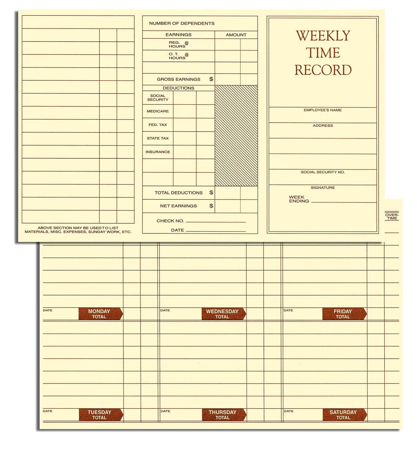NextDayLabels Weekly Employee Pocket Size Time Cards