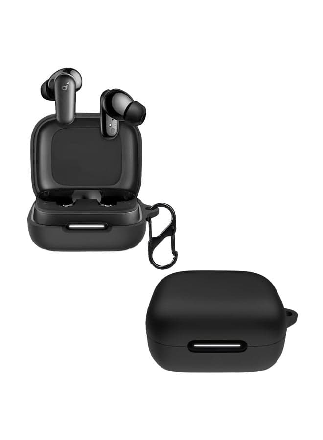 Case for Soundcore R50i NC Earbuds, Soft Silicone Shock Full Body Protection, Includes Keychain, Anti-Lost Design, Does Not Affect Charging (Black)