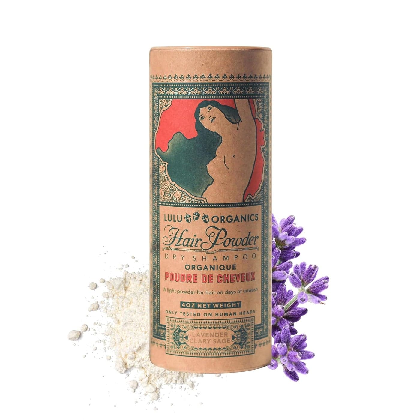 Non Aerosol Dry Shampoo Powder for Dark, Blonde and Oily Hair, All Natural Organic Hair and Body Powder, Paraben &Talc free No White Cast Synthetic Fragrance, Lavender and Clary Sage - 4oz