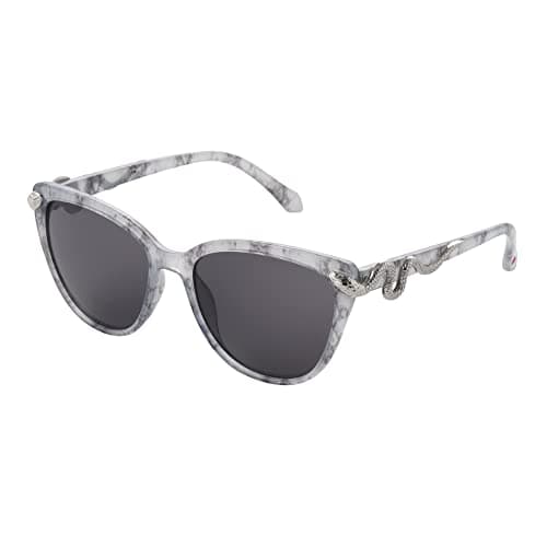 Betsey Johnson Women's Serpentine Cat Eye Sunglasses, Light Blue Snakeskin, 56mm