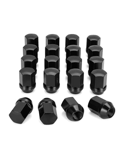 M14x15 Lug Nuts Fit Cadillac CTS Chevy Camaro Dodge Charger Challenger Charger Tesla 20PCS OEMStock Style Black 14mmx15 Wheel Lug Nuts 78 Hex Replace 6509873AA 611331 6509873AA 5Lug Rim Sedan