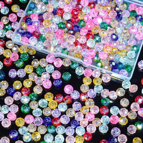 Laopottbeads 220Pcs Colors Random 10mm Crystal Glass Beads for Jewelry Making Beads for Bracelets Necklace Pendants Making SuppliesMixed Colors
