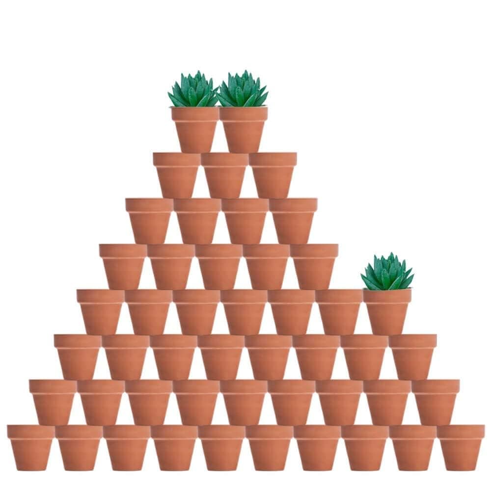 vensovo 48 Pcs 2 Tiny Terracotta Terra Cotta Pots with Drainage Small Mini Clay Ceramic Pottery Planter Ideal for IndoorOutdoor Plants Crafts Wedding Favors